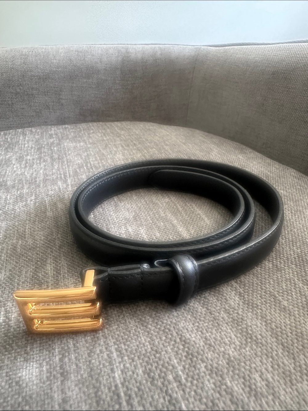 Etro thin logo buckle black belt